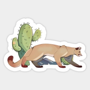 Mountain Lion With Cactus Sticker